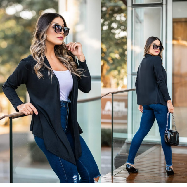 Cardigan Feminino Kimono Casaco de Ponta