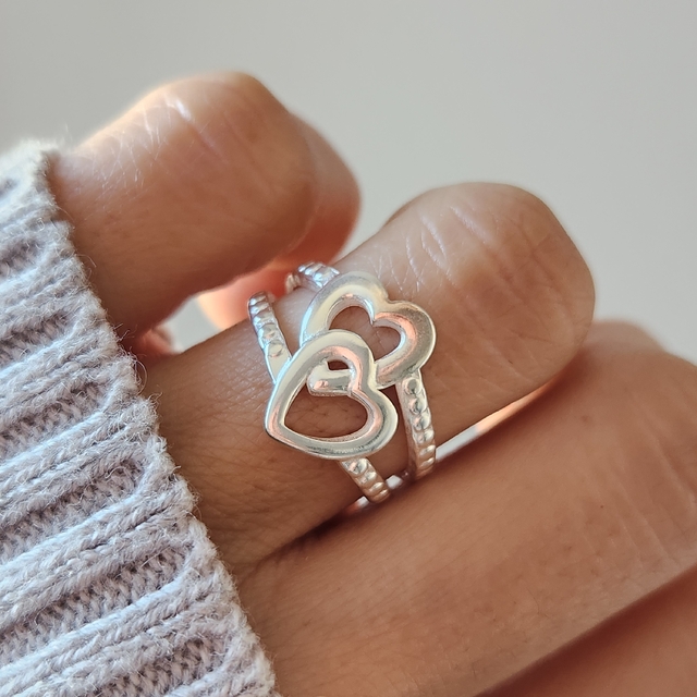 Anillos con corazones entrelazados deals
