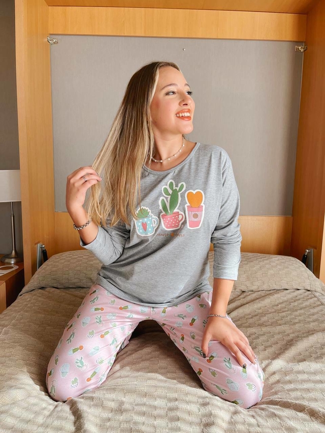 22205. Pijama CACTUS GRIS Comprar en CLARA LENCERIA