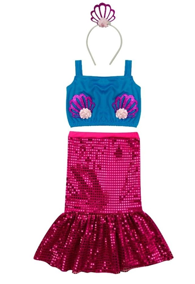 Roupa Carnaval Infantil Sereia Ariel Várias Cores P/ Entrega