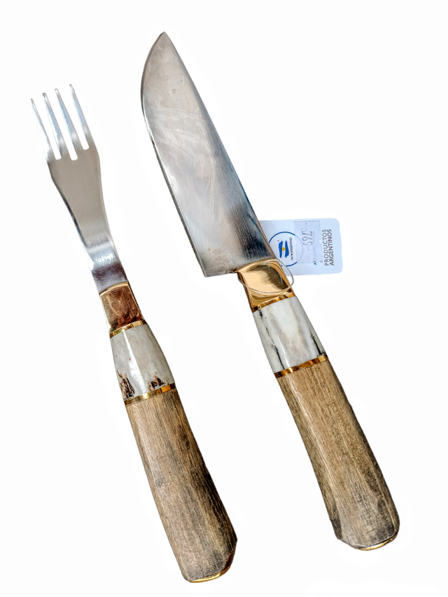 SENBON Juego de cuchillos y tenedores para carne 2 cuchillos 2 tenedores  práctico cuchillo de fruta y tenedor cuchillo de ensalada y tenedor de  color