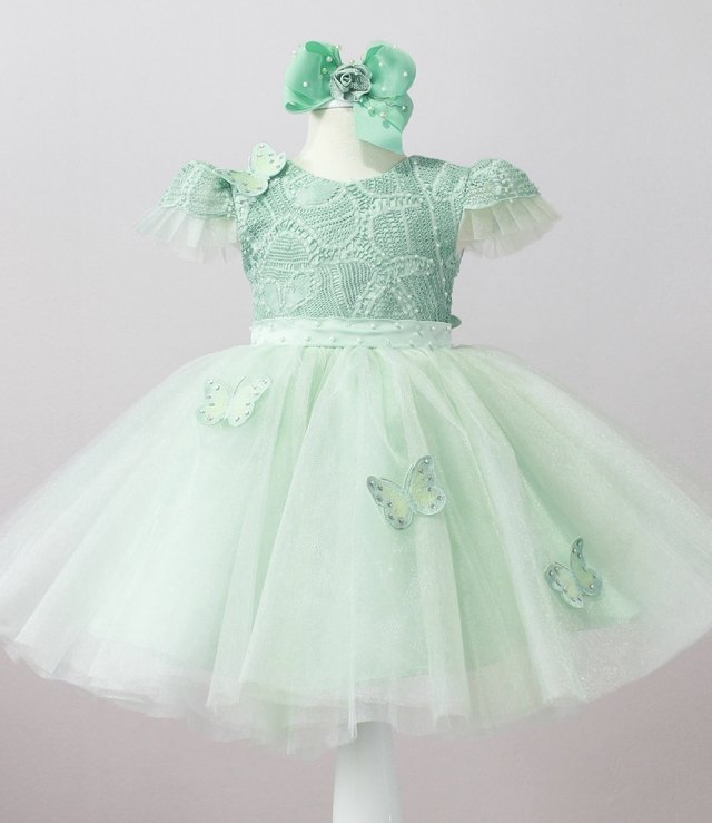 Vestido infantil de cheap festa verde agua