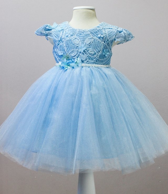 Vestido Sara Azul beb Vestido em Renda Renascen a