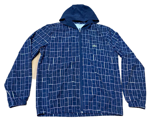 JAQUETA CORTA VENTO LACOSTE XADREZ AZUL MARINHO