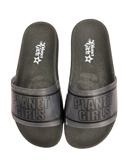 Chinelo Planet Girls Slide - Preto/Translúcido.
