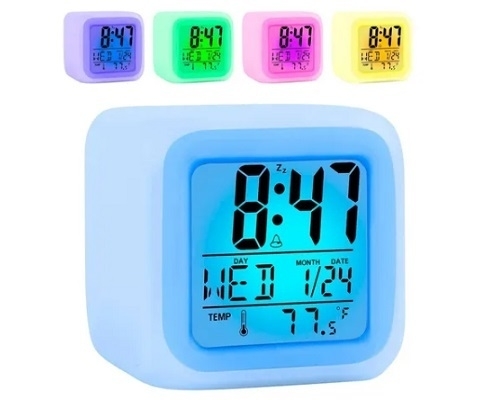 Reloj Despertador Luz Led RGB - Alarma y Temperatura. - Digital