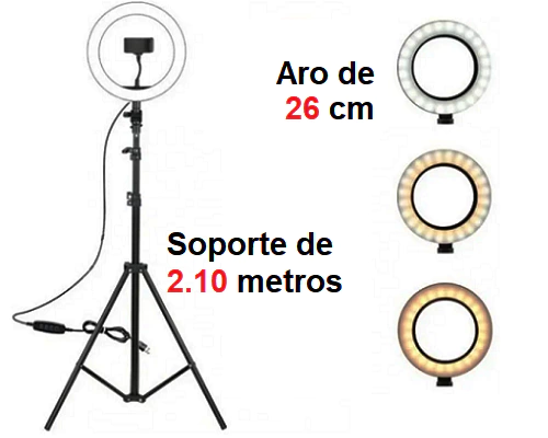 Aro Luz Led de 30 cm + Tripode 2.1 metros