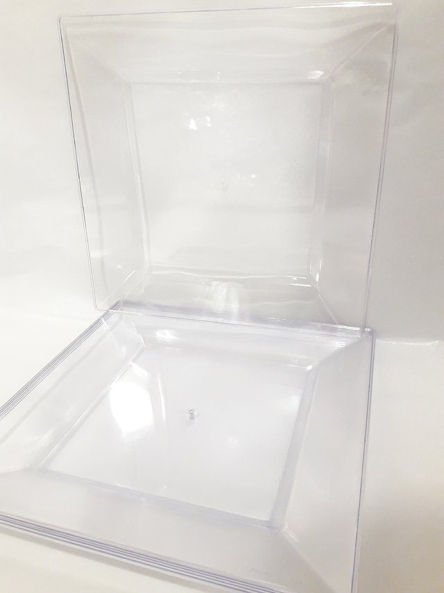 Plato Plastico Duro Grande Transparente x6u 20x20cm