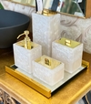 kit de banheiro 4 peças em resina madrepérola com dourado