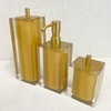 Kit de banheiro 3 peças em resina cristal dourado com dourado fosco