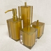 Kit de banheiro 4 peças em resina cristal dourado com dourado fosco