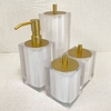 Kit de banheiro 4 peças em resina cristal pérola com dourado fosco