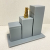 Kit de banheiro 3 peças + bandeja 14x28 em tampa de resina Cinza com Dourado