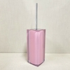 Porta escova sanitária em resina cristal rosa chá com cromado