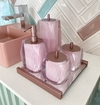kit de banheiro 4 peças em resina Valência cristal rosa chá com rosa matte