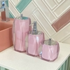 kit de banheiro 3 peças em resina Valência cristal Rosa Chá com cromado
