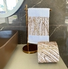 Conjunto Toalha barra e capa de papel higiênico Rose Gold paetê