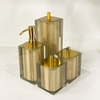 Kit de banheiro 4 peças em resina cristal new gold com dourado