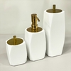 kit de banheiro 3 peças em resina Valência branco com dourado
