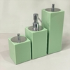 Kit de banheiro 3 peças em resina Verde Celadon com cromado