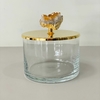 Caixa de vidro G com tampa banhada em ouro 24k e puxador em pedra citrino