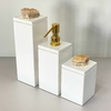 kit de banheiro 3 peças em resina branco com puxador em pedra citrino com dourado