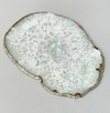 Bandeja em pedra natural Ágata branca com borda cromada