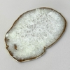 Bandeja em pedra natural Ágata branca com borda cromada