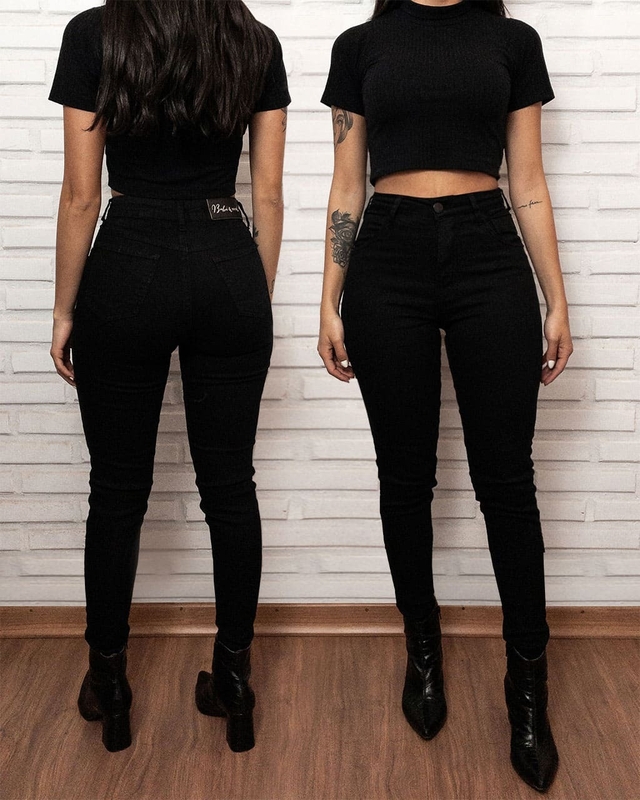 Calca jeans sales preta skinny