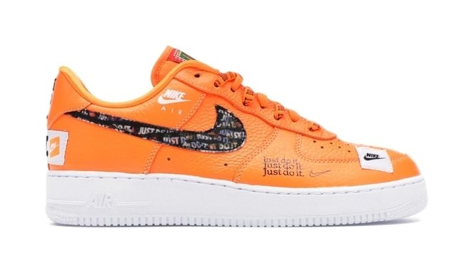 Orange just do it air force ones top