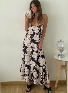 Vestido Largo fibrana Estampa con volados (7226) en internet