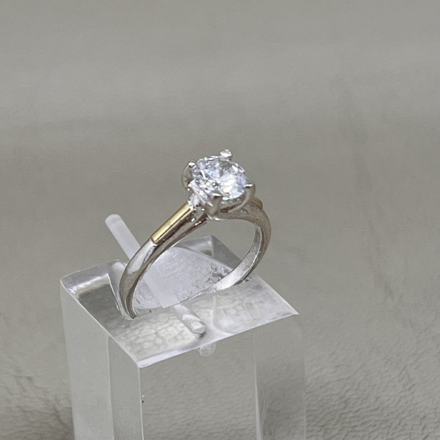 Anillo Solitario en Plata 925 y Oro con Cubic N.BP