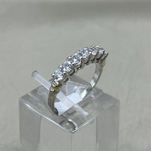 Anillo Cintillo en Plata 925 y Oro con Cubic N.RU