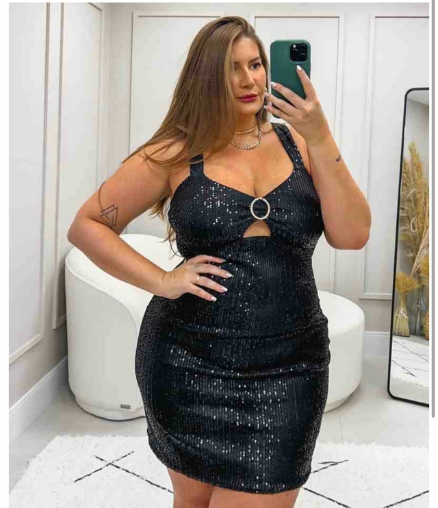 Vestido de paete sales curto plus size