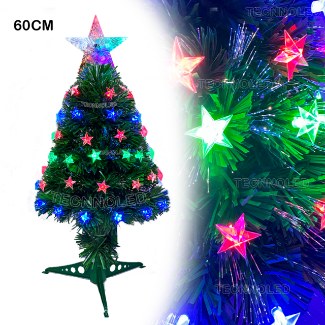 Arvore De Natal Fibra 45cm Pisca Pisca Led Rgb Ponta Estrela