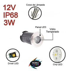 Luminária Piscina Submersa Deck Piso Led 3w 12v Quente - comprar online