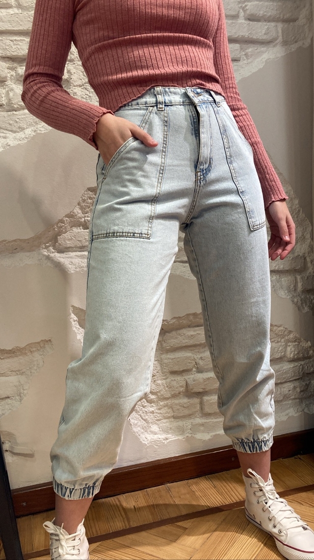 Pantalon cargo con puño mujer hot sale