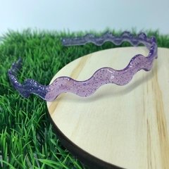 Tiara Ondulada com Glitter 10mm Roxo