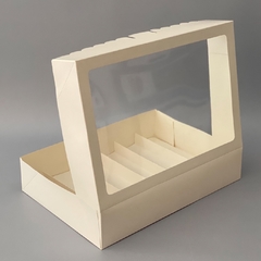 Pack x 6 u BOX PREMIUM DEGUSTACION con VISOR y DIVISIONES (29.5x20.5x5 cm) (Modelo DONUTS V + DIV) - tienda online