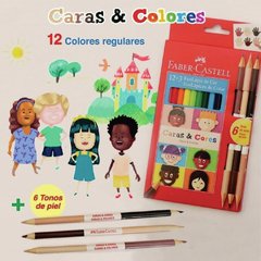 12 EcoLápices de color + 3 EcoLáp. bicolor Caras y Colores FABER CASTELL - comprar online