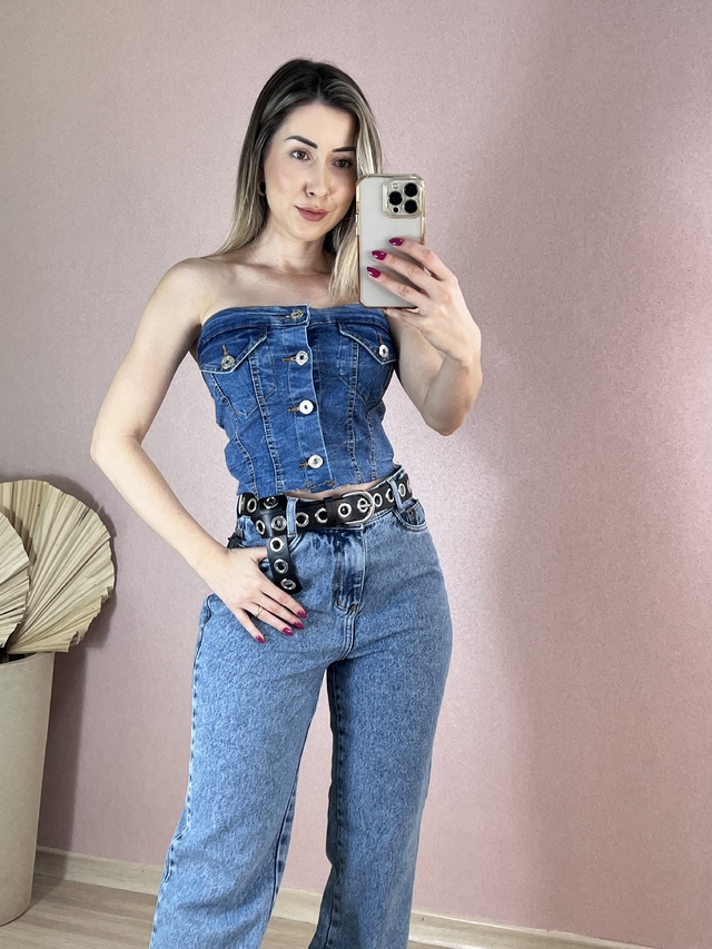 Cropped Jeans Botões