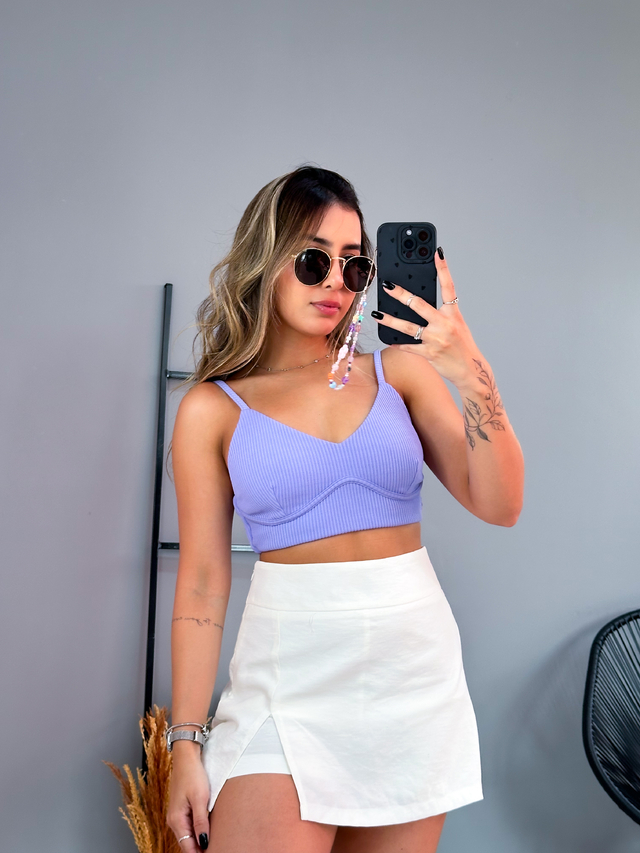 Short saia branco sales