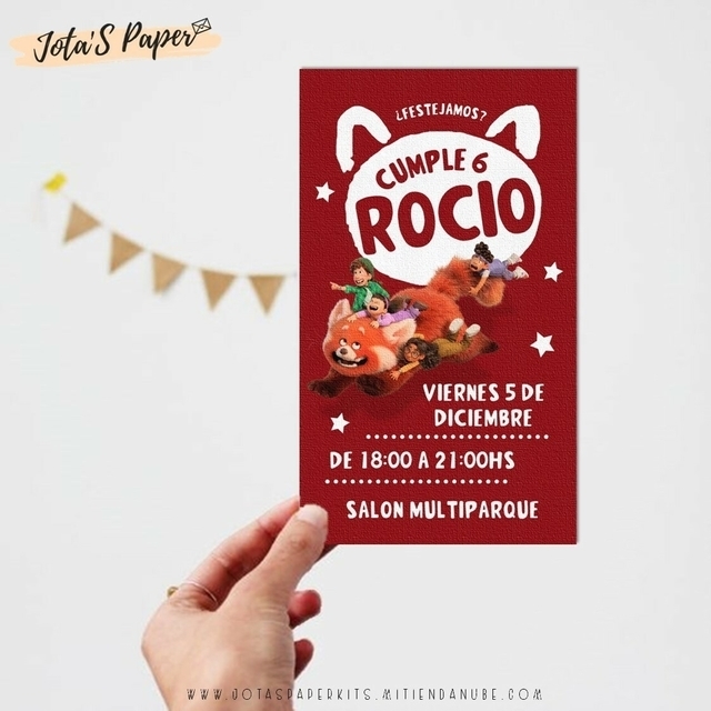 Invitacion Digital TURNING RED Jotas Paper Kits