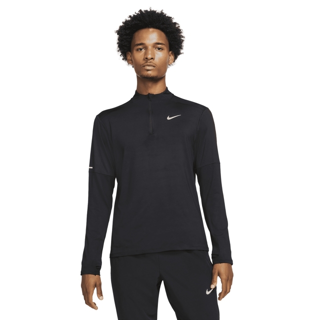 CAMISETA NIKE MANGA LONGA DRI-FIT ELEMENT 1/4 ZIP MASCULINO PRETO, DD4