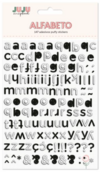 Juju Scrapbook - Cartela de Adesivos Puffy - Modelo Alfabeto Preto & Branco