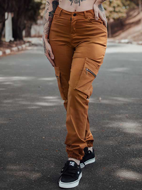 Calça Cargo Jogger Sarja Street Riot Caramelo