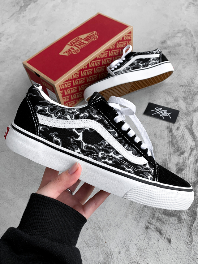 Tenis Vans Old Skool Flame Preto Branco