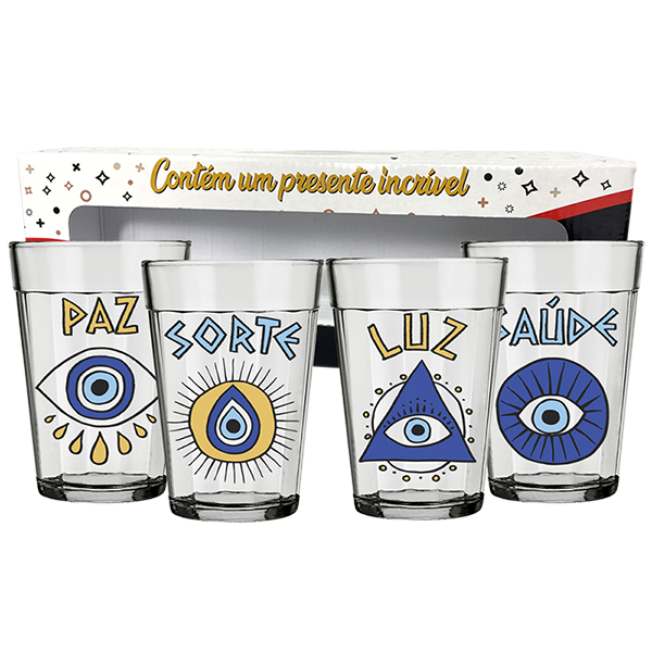 JOGO 4 COPOS AMERICANO OLHO GREGO 190ML - PW2