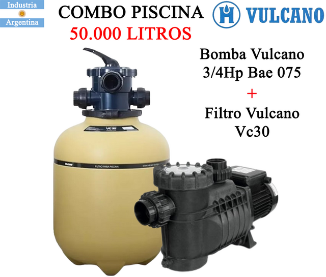 Combo Vulcano 50.000 Litros Bomba 3 4Hp Bae 075 Filtro Vc30