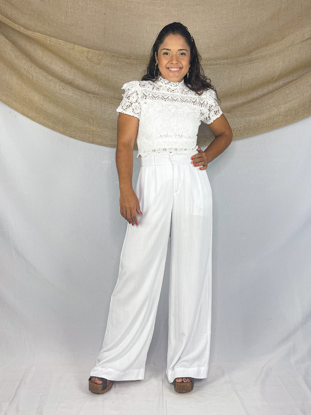 Cal a Pantalona com Pregas BRANCA Comprar em CARU